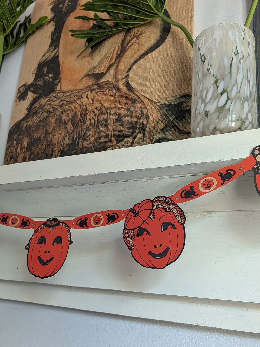 Rare Vtg 1930-40s Family Of Jack-o'-lanterns Garland
